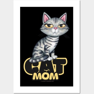 Gray Tabby Cat Mom Posters and Art